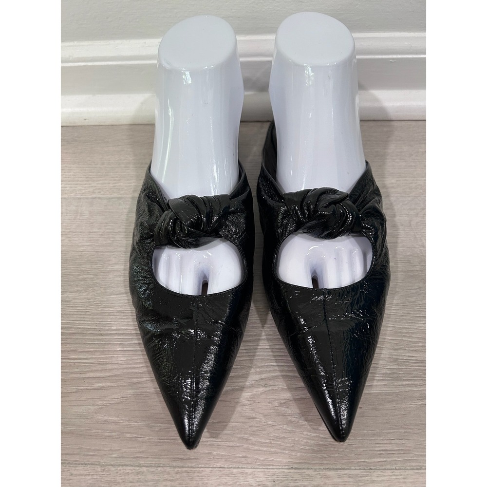 Khaite Black Calfskin Rowan Mules Slip On Flats Shoes Womens 37 Made in Italy